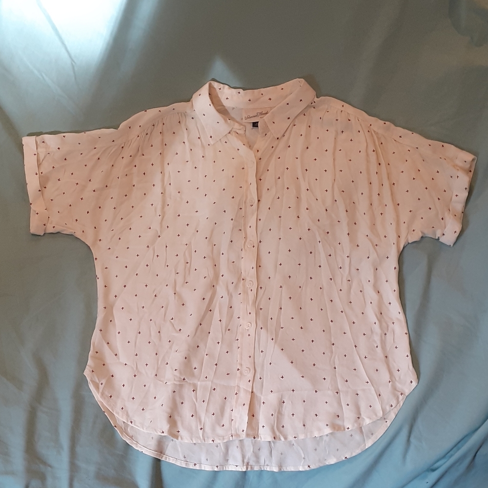Universal Threads Blouse White with Red Crosses